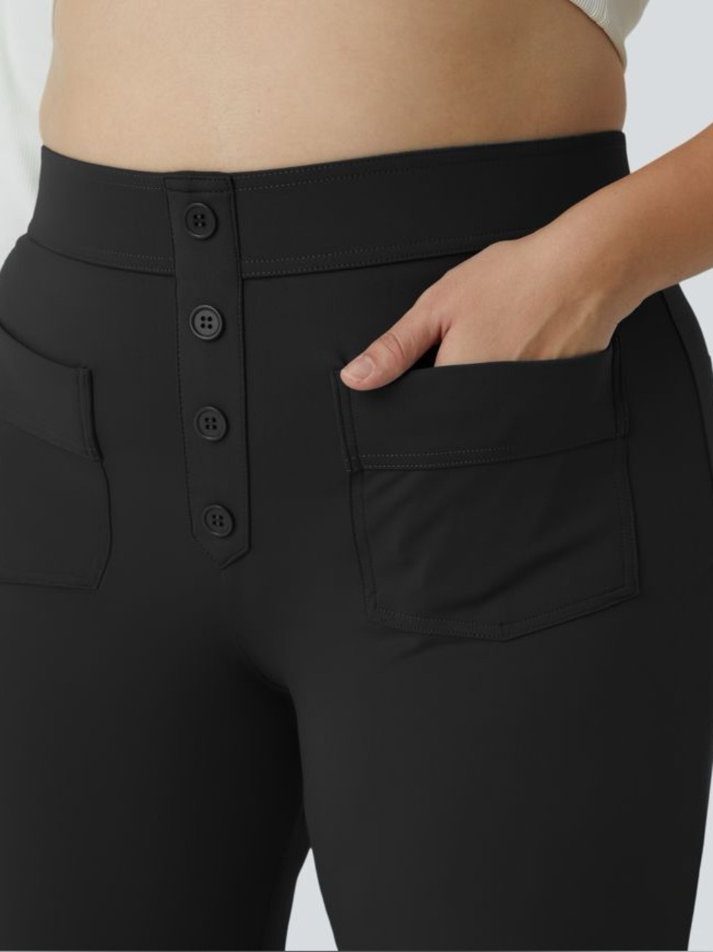 NWT Halara DayStretch High Waisted Pockets Straight Leg Casual Pants Black 1X - Picture 8 of 10